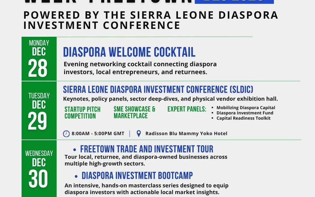 SLDIC USA 2026 Postponed to 2027 — Attention Now Turns to Sierra Leone Diaspora Week, December 2026