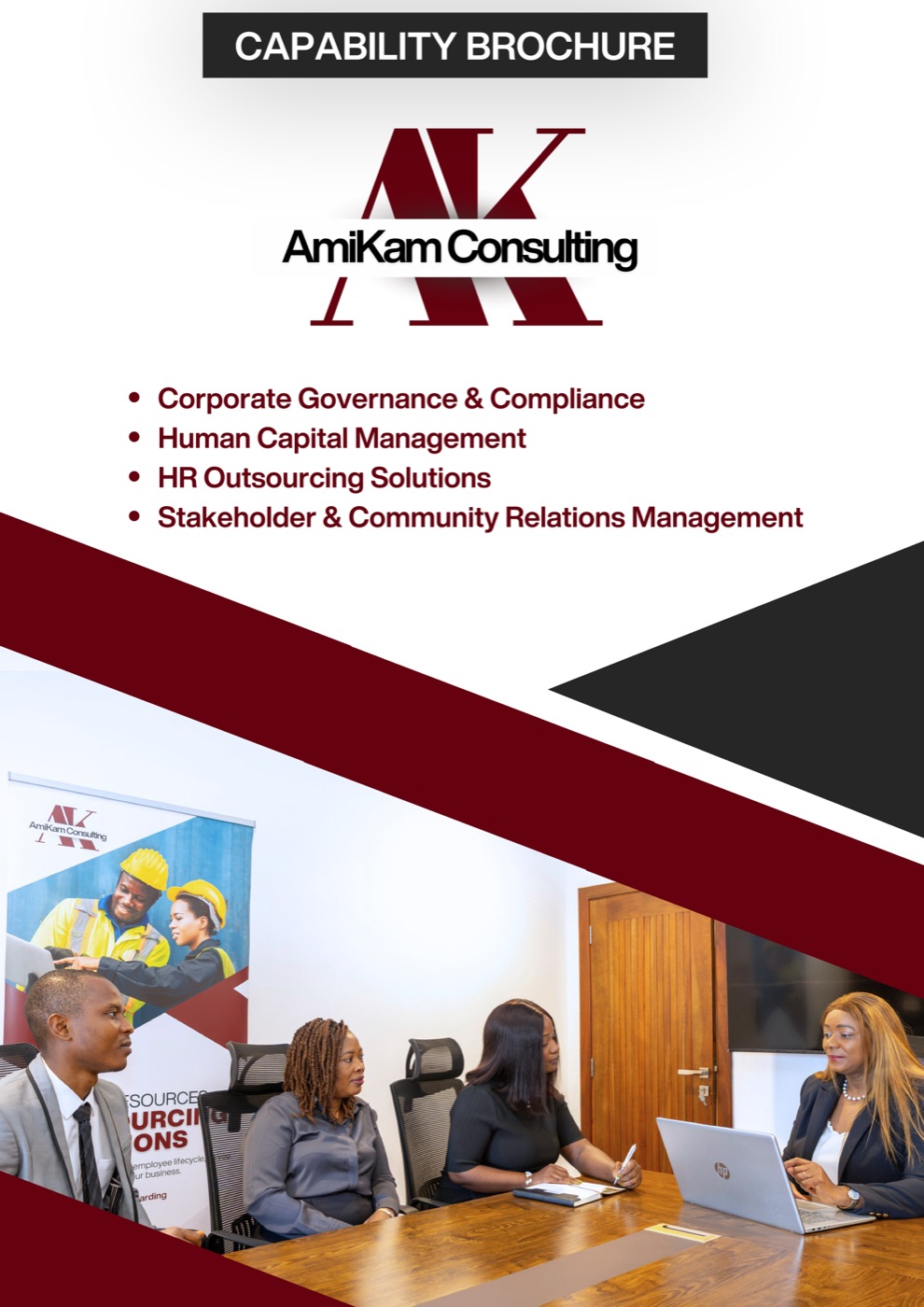 Cover of the Amikam Consulting capability brochure