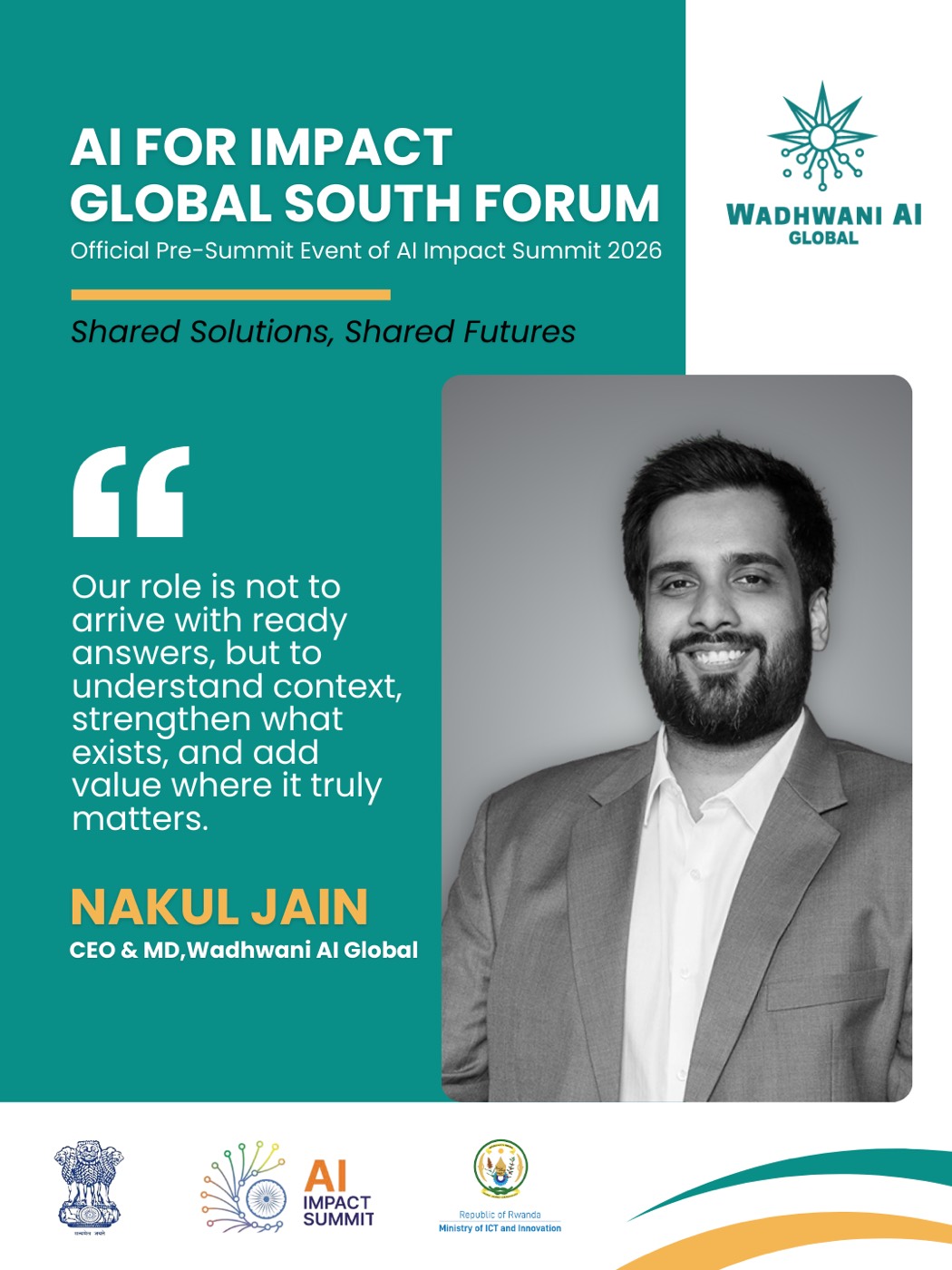 Quote graphic: Nakul Jain, CEO and MD of Wadhwani AI Global